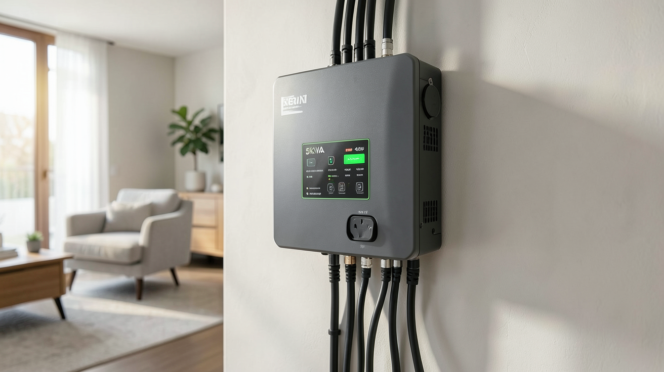 onduleur hybride 5kVA 48V installé dans un environnement domestique moderne