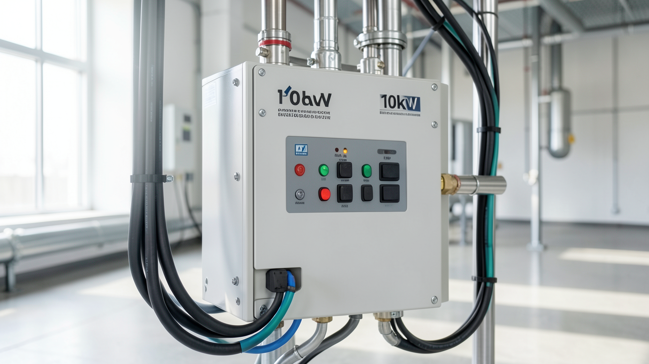 onduleur hybride triphasé 10kW installé dans un environnement technique propre et lumineux