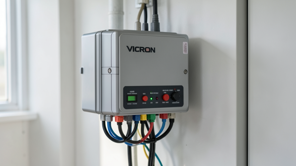 onduleur hybride Victron installé dans un local technique professionnel