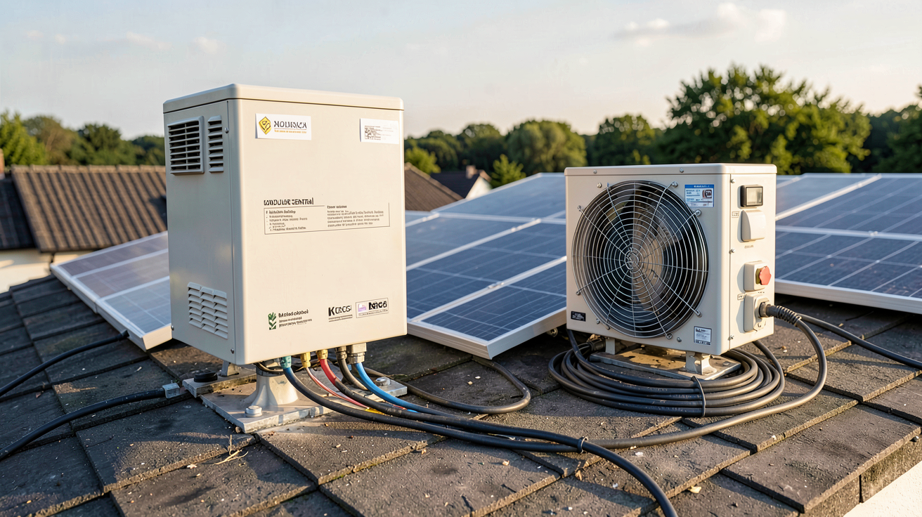 onduleur central et micro-onduleur pour système solaire installés sur un toit