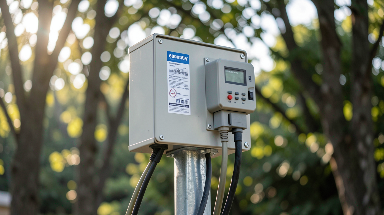onduleur panneau solaire 6000W branché à des câbles électriques pour calculer la puissance nécessaire d'une installation