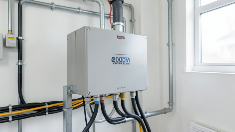 onduleur panneau solaire 6000W installé dans un local technique moderne