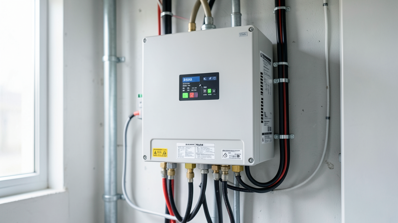 onduleur photovoltaïque installé dans un local technique, illustrant les critères techniques essentiels pour son choix