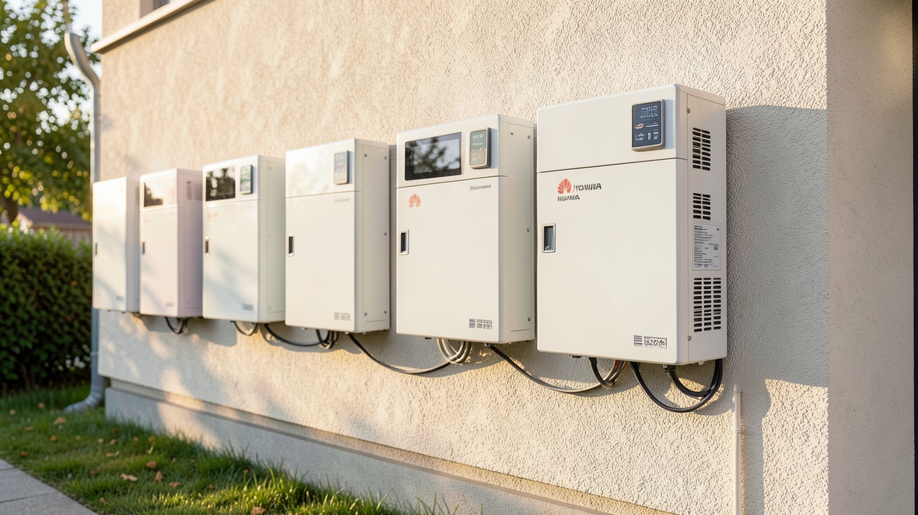 onduleur photovoltaïque Huawei de différentes gammes installés en résidentiel sur un mur extérieur