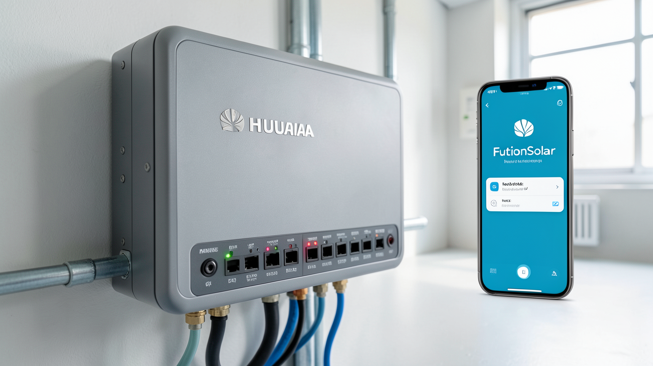 onduleur photovoltaïque Huawei avec monitoring via l'application FusionSolar sur smartphone