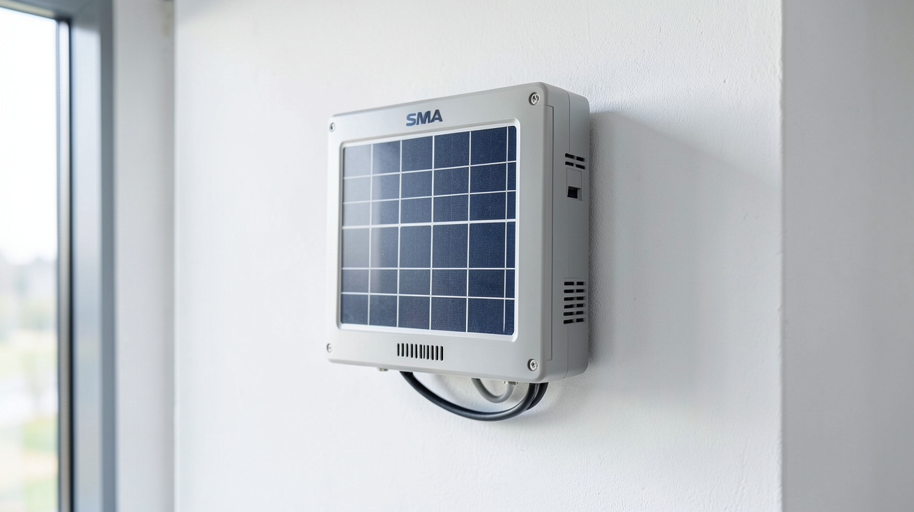 onduleur photovoltaique sma installé sur un mur propre dans un environnement domestique