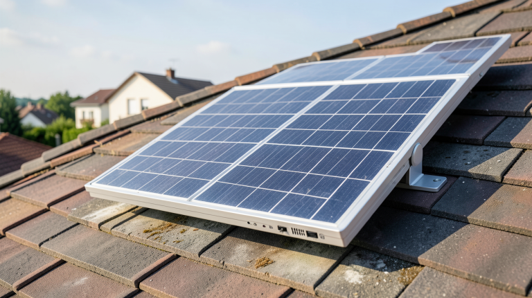 onduleur photovoltaique sma installé sur le toit d’une maison, capturé en haute résolution