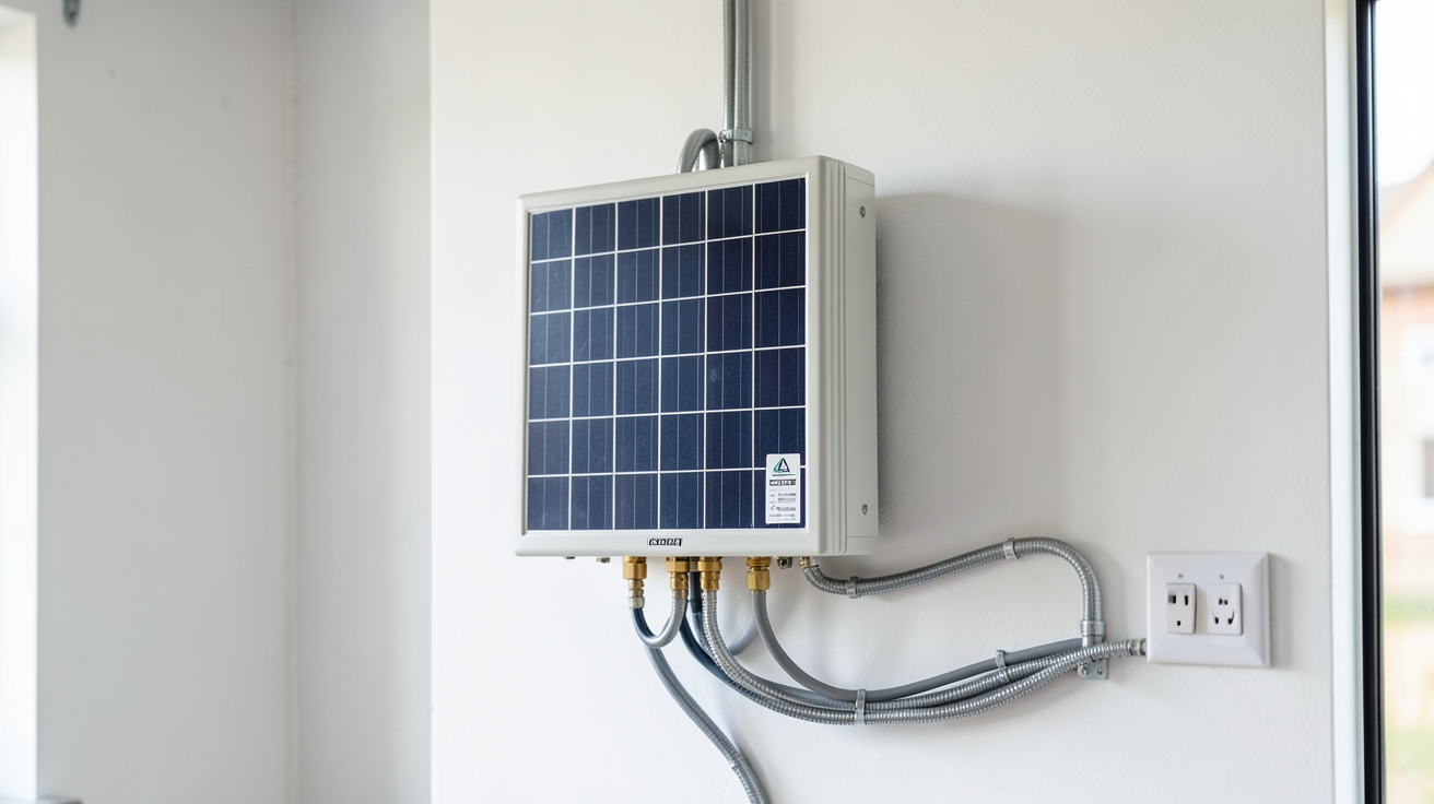 onduleur pour panneau solaire installé sur un mur dans un environnement résidentiel propre et moderne