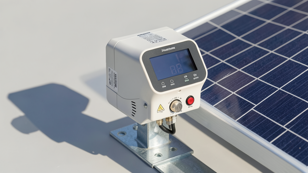 onduleur pour panneau solaire prix posé à côté d'un panneau photovoltaïque en lumière naturelle