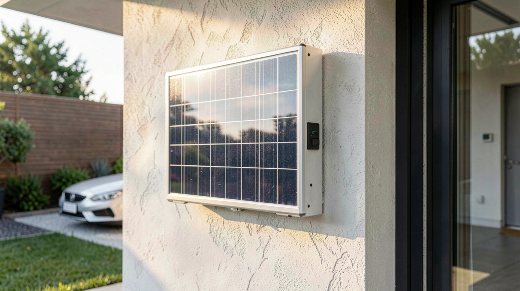 onduleur pour panneaux photovoltaïques installé sur un mur extérieur d'une maison moderne