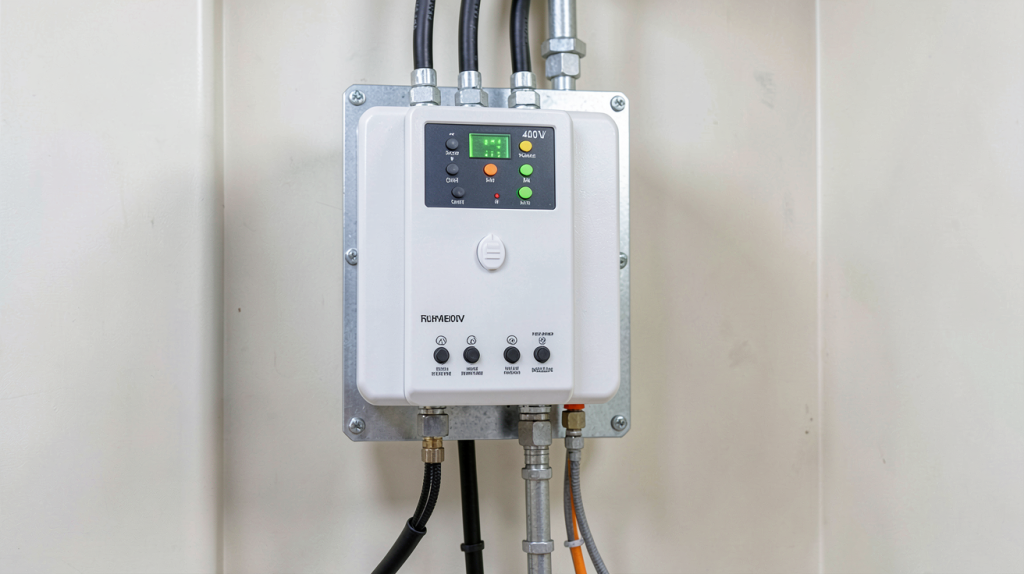 onduleur solaire triphasé 400V installé dans un local technique professionnel