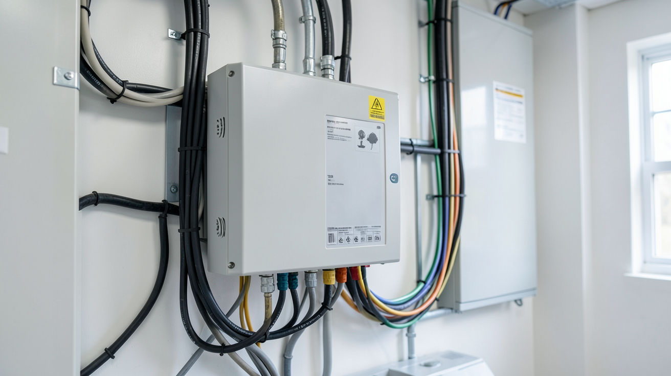 onduleur triphasé photovoltaïque installé dans un local technique moderne