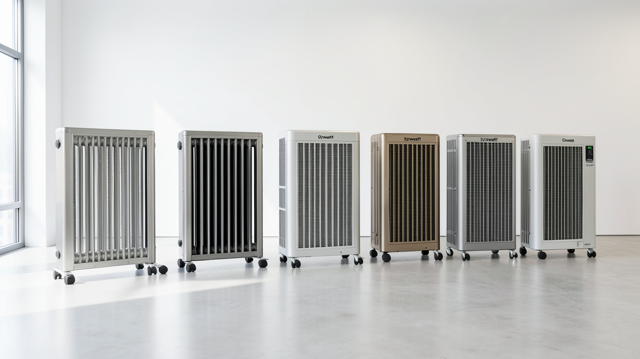 orium izywatt différents modèles Izywatt radiateurs électriques alignés en showroom