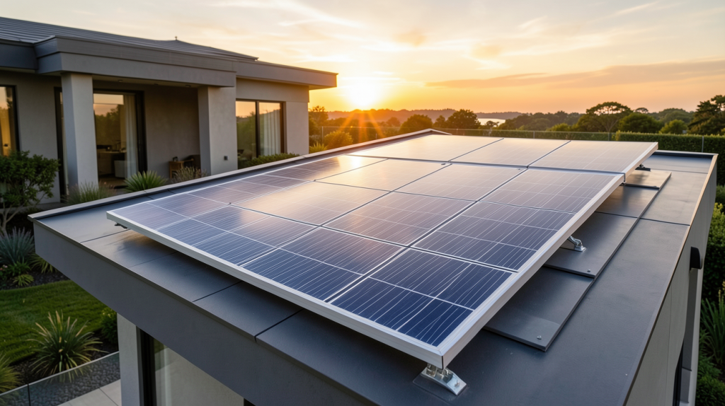 orium izywatt panneau solaire intelligent installé sur le toit d'une maison contemporaine