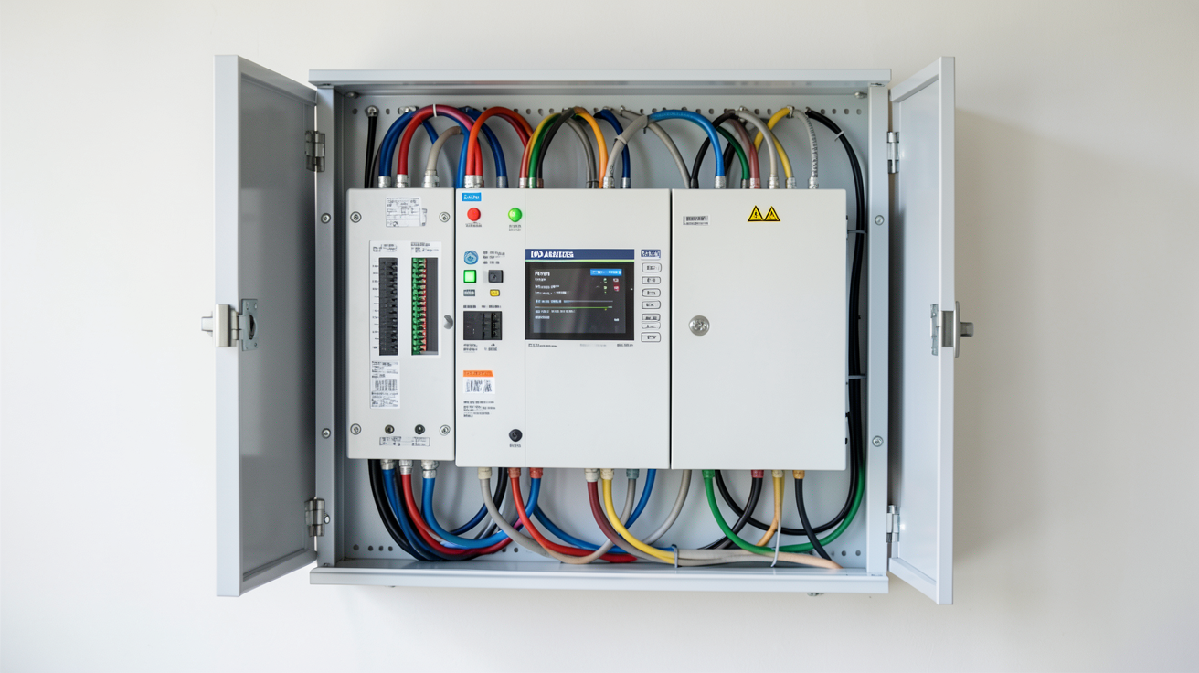 panneau 100 amp installé dans un tableau électrique moderne d'une maison