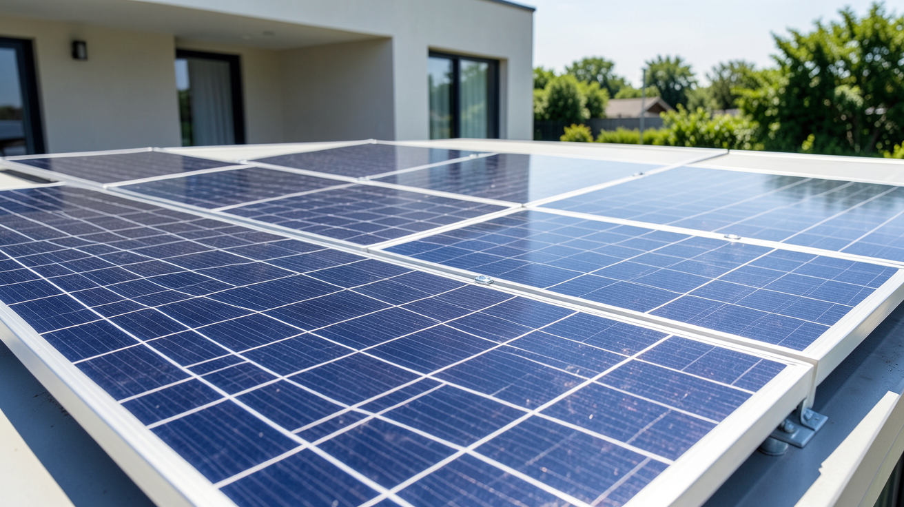 panneau 400w photovoltaïque installé sur le toit d'une maison moderne