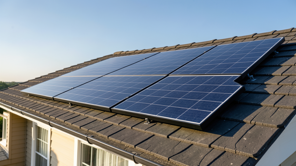panneau 400w installé sur le toit d'une maison individuelle