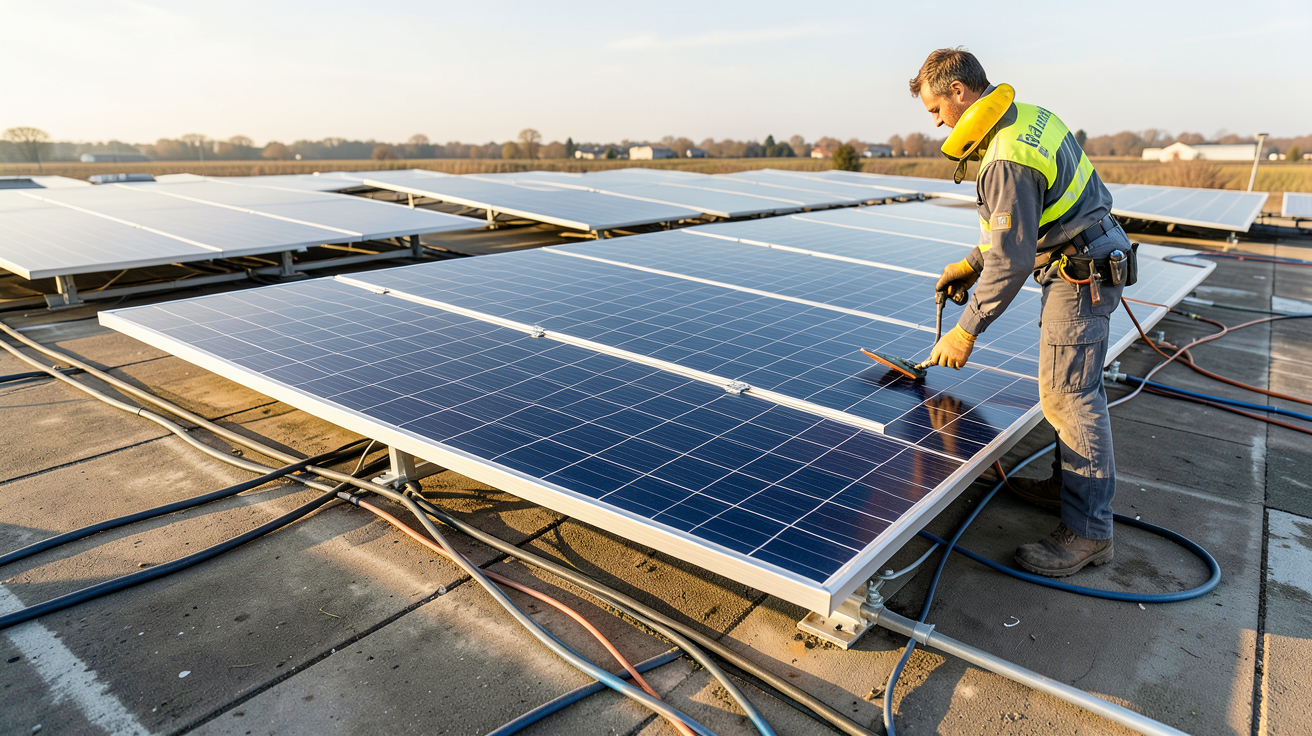 panneau amorphe installation sur toiture plate avec installateur professionnel