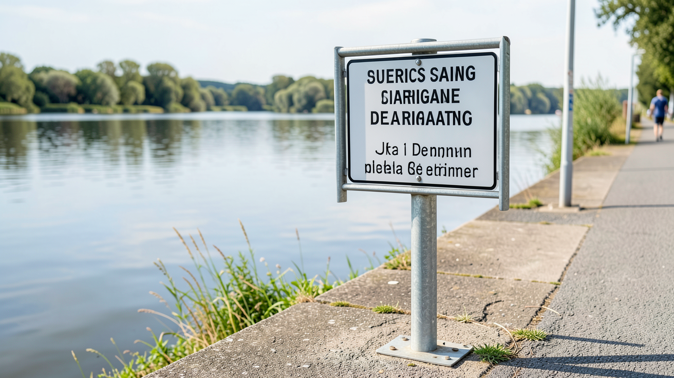 panneau bateau de signalisation fluviale installé sur un quai de navigation
