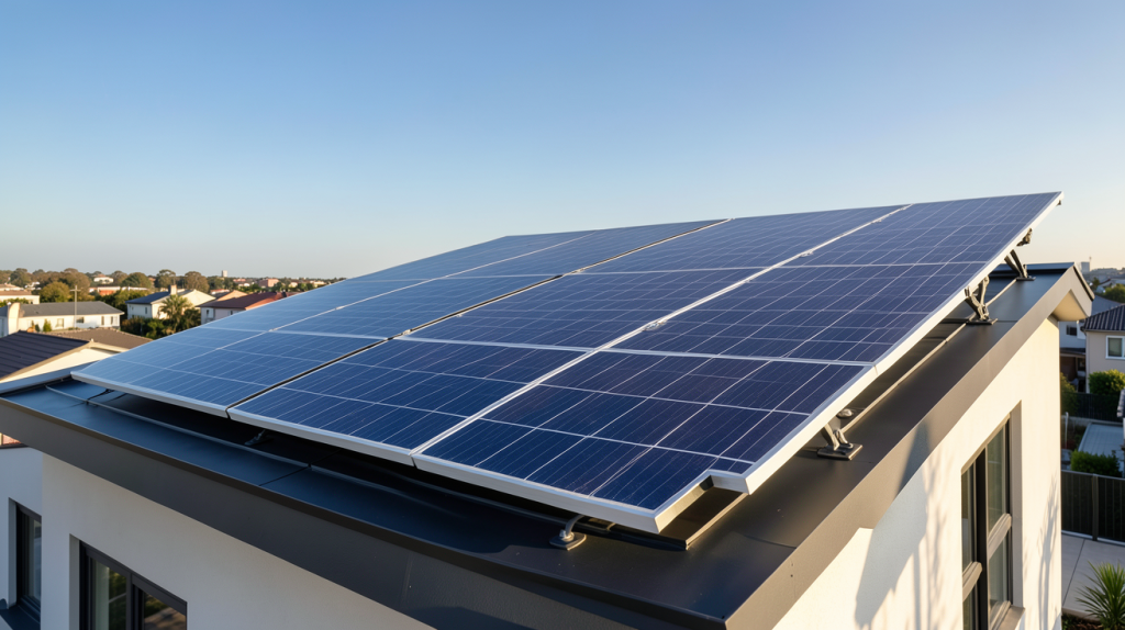 panneau bifacial installé sur le toit d'une maison moderne, capteur solaire à double face