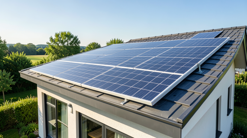 panneau DualSun installé sur le toit d'une maison écologique