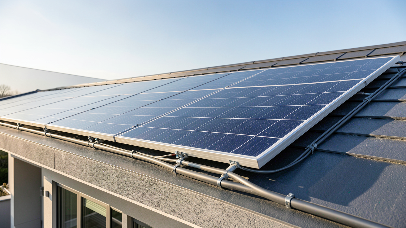 panneau hybride photovoltaïque et thermique installé sur le toit d'une maison moderne pour un comparatif de prix