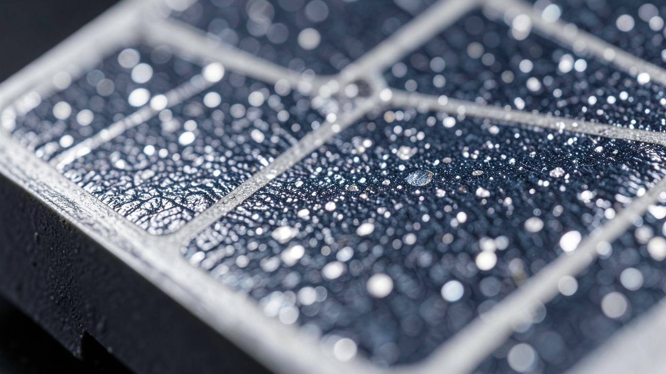 panneau monocristallin ou polycristallin montrant la structure et la composition des cellules de silicium.