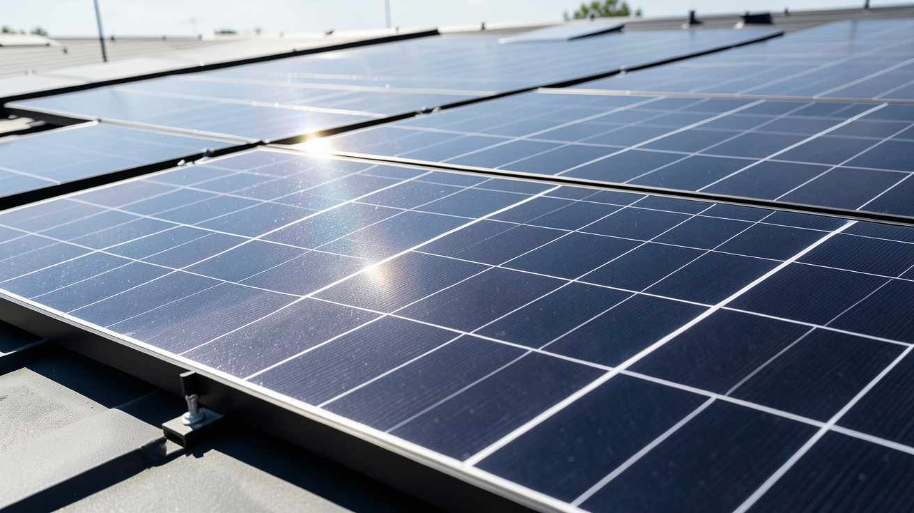 panneau monocristallin ou polycristallin illustrant un haut rendement énergétique sur une installation solaire moderne