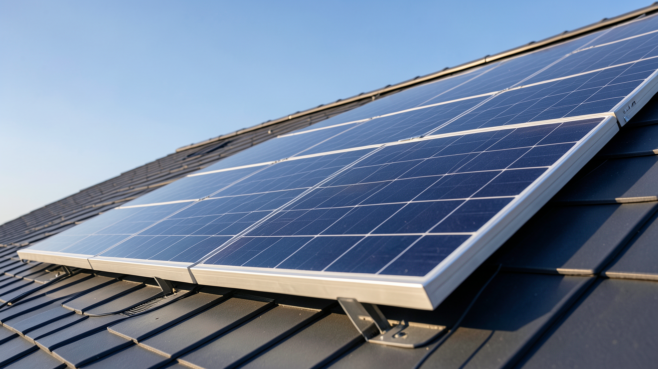 panneau photovoltaïque 100W de technologie Shingled PERC installé sur un toit