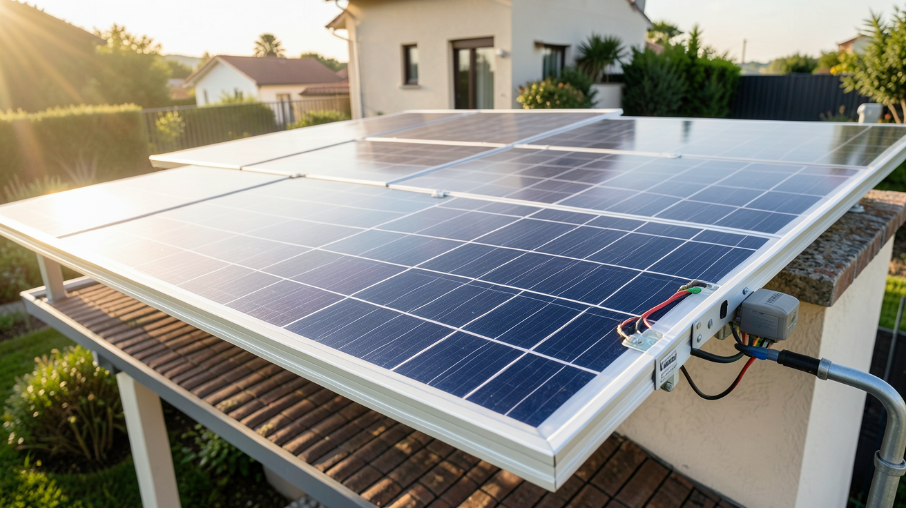 panneau photovoltaïque 12 volts monocristallin connecté à un système solaire domestique