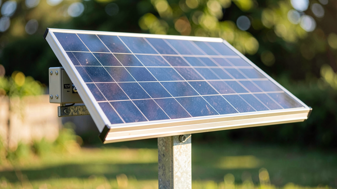 panneau photovoltaïque 12V de qualité professionnelle installé sur un support métallique