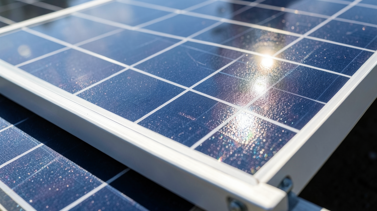 panneau photovoltaique 200w présentant des cellules solaires détaillées sous une lumière naturelle