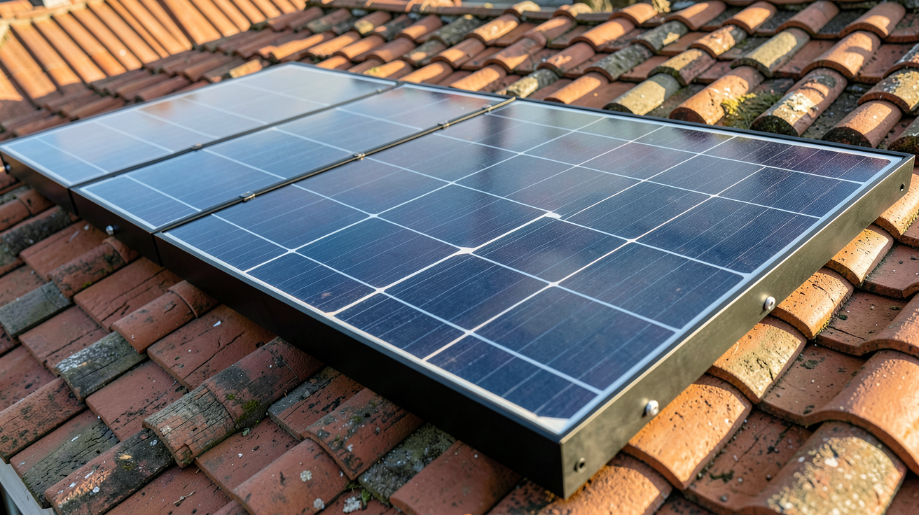 panneau photovoltaïque 375Wc SunPower noir installé sur un toit en tuiles rouges