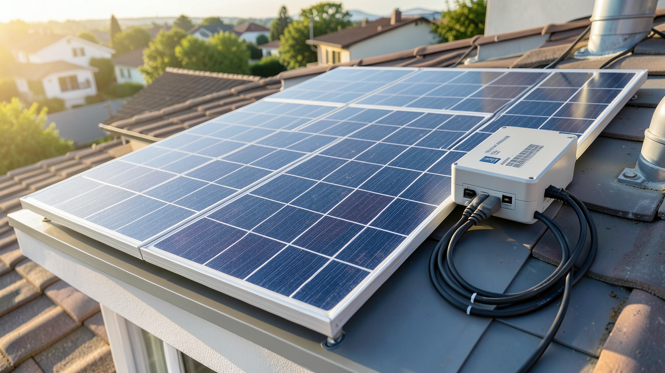panneau photovoltaïque 400 watts faisant partie d'un kit solaire 400W clés en main installé sur un toit résidentiel