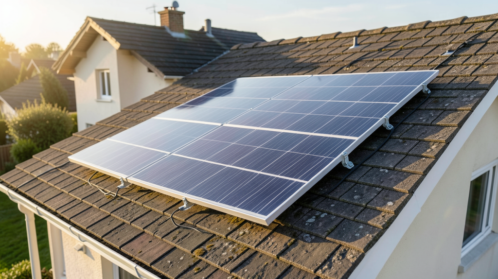 panneau photovoltaïque 400W installé sur le toit d'une maison résidentielle