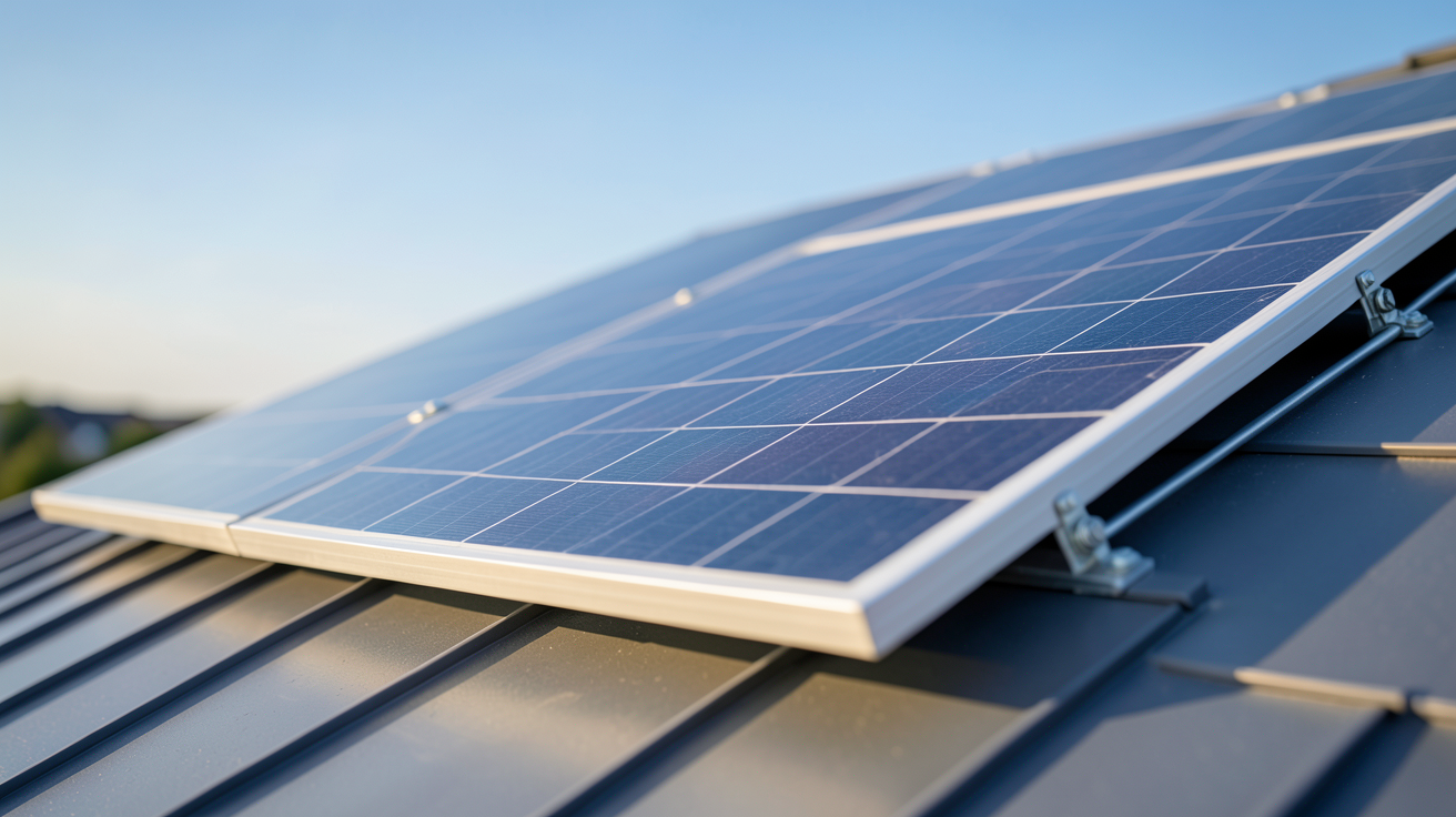 panneau photovoltaïque 400Wc installé sur un toit moderne, mettant en valeur la technologie des cellules solaires