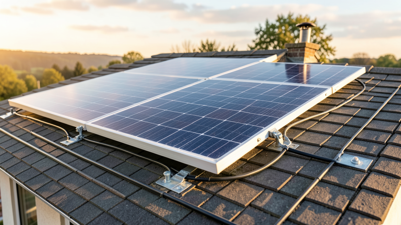 panneau photovoltaïque 450W installé sur le toit d'une maison individuelle