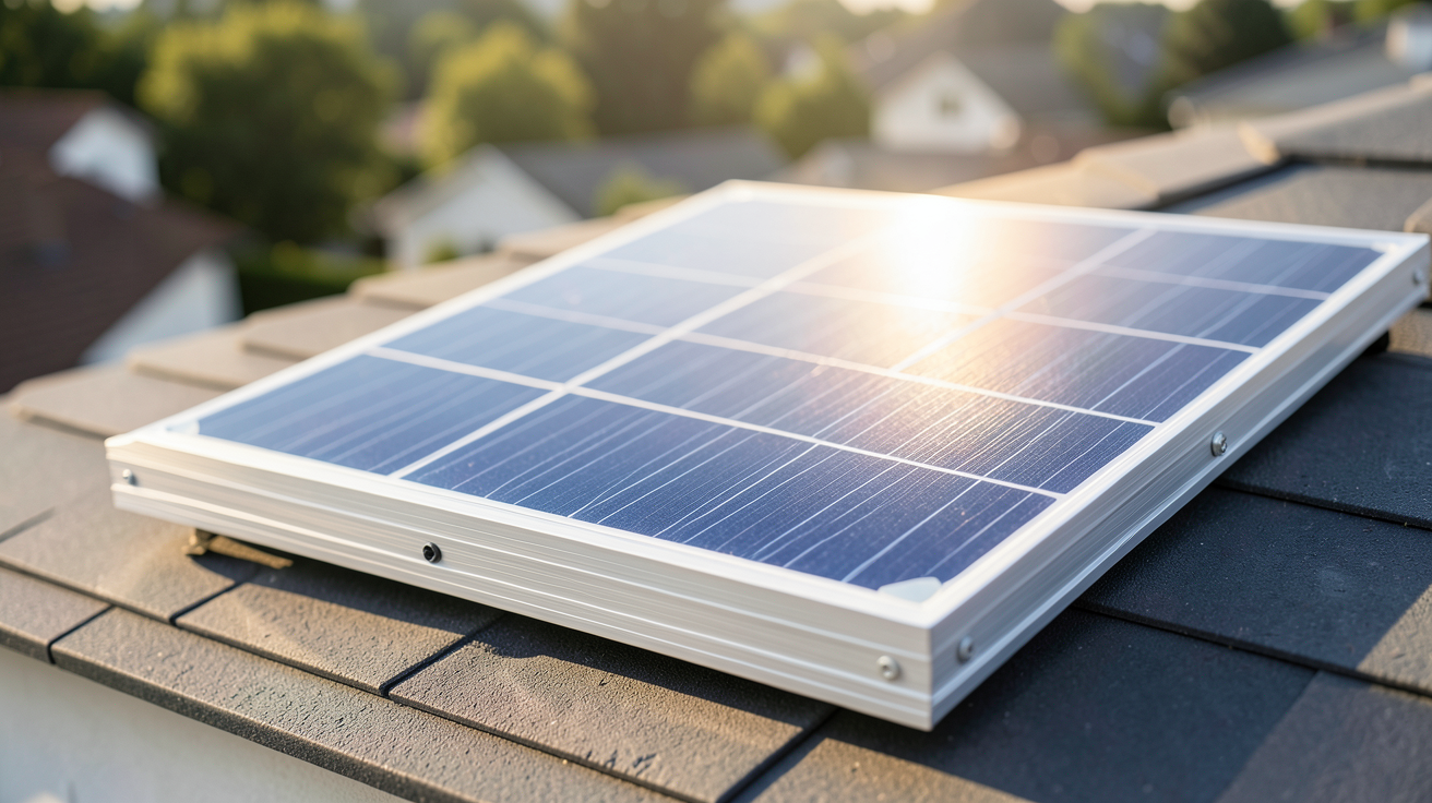 panneau photovoltaïque 500Wc de technologie moderne installé sur un toit résidentiel