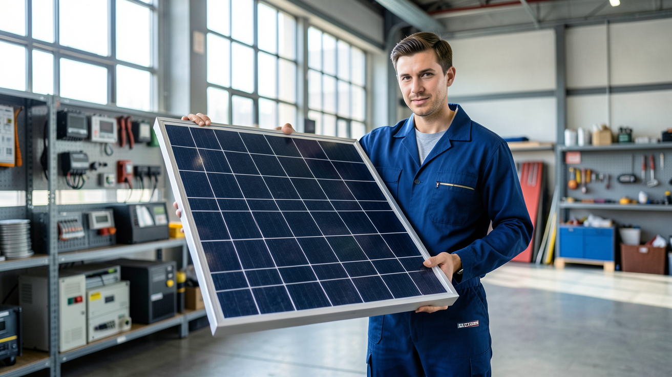 panneau photovoltaïque en cours de préparation pour l'achat et l'installation par un professionnel