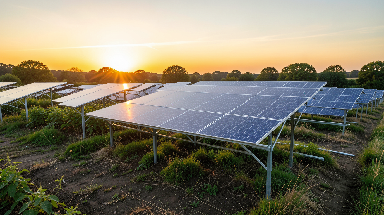 panneau photovoltaïque agricole installé dans un champ ensoleillé pour illustrer la rentabilité des projets en 2026