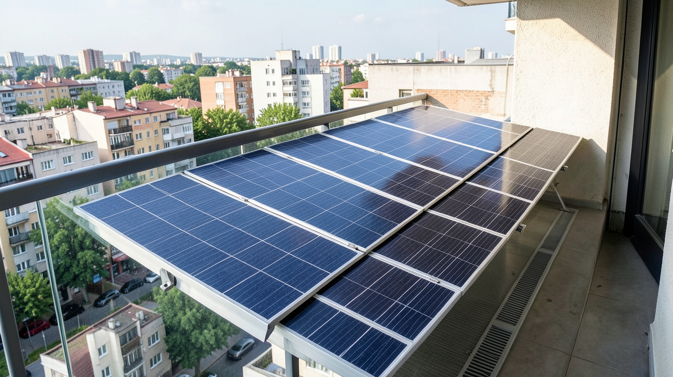 panneau photovoltaique appartement installé sur la façade d'un immeuble résidentiel moderne