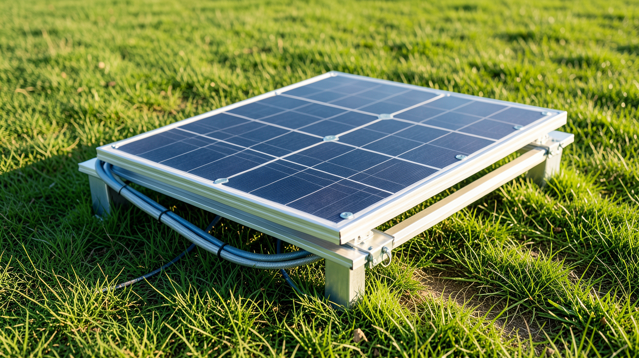 panneau photovoltaïque au sol pour particulier installé sur un support en aluminium anodisé