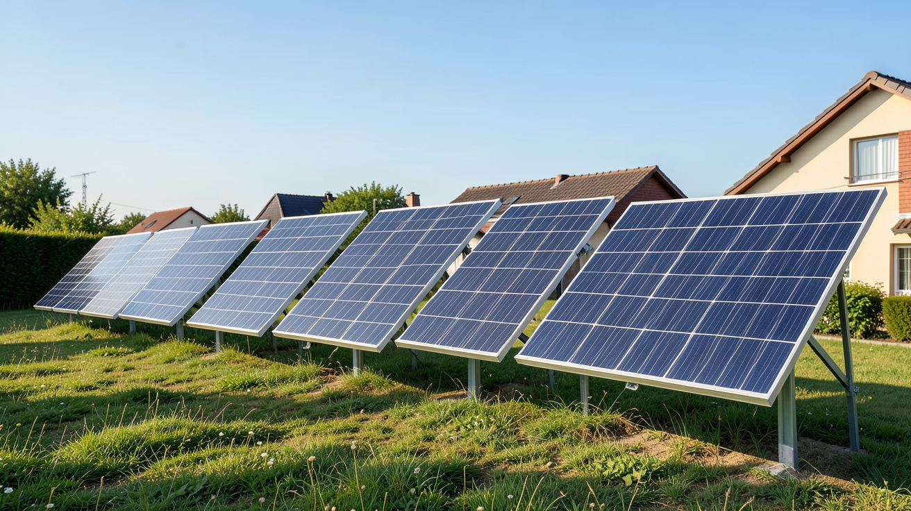 panneau photovoltaïque pour autoconsommation montrant différents types de kits solaires exposés en extérieur