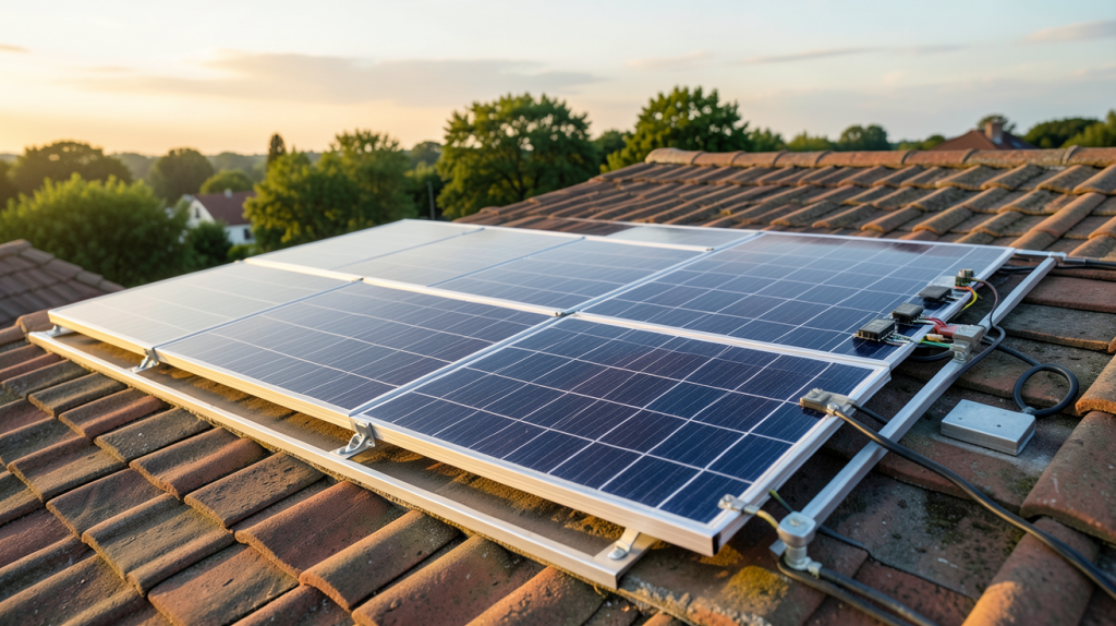 panneau photovoltaïque autonome installé sur le toit d'une maison individuelle