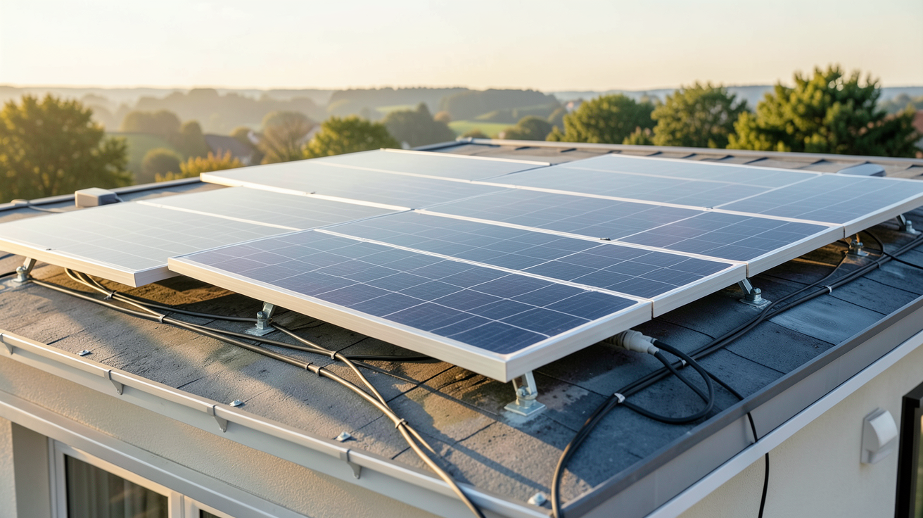 panneau photovoltaïque autonome installé sur le toit d'une maison individuelle