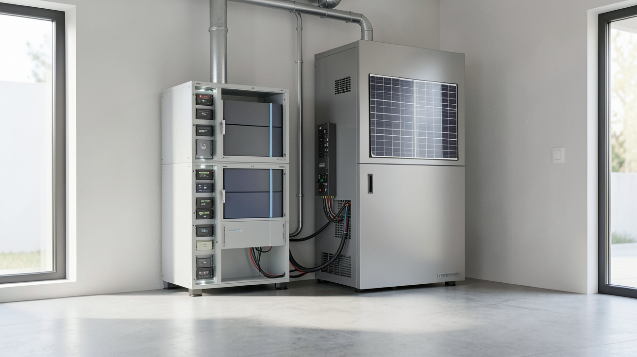 panneau photovoltaique autonomie totale avec un système de batteries de stockage d'énergie domestique