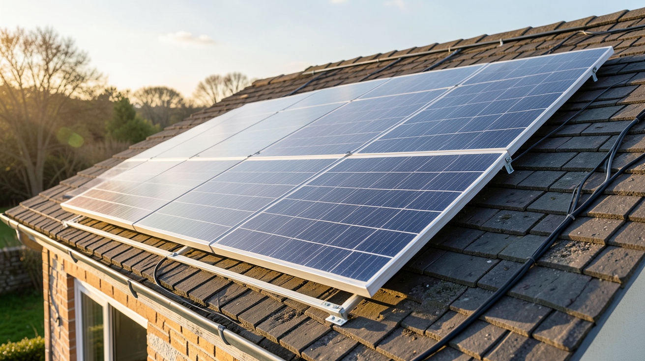 panneau photovoltaïque biface installé sur le toit d'une maison individuelle