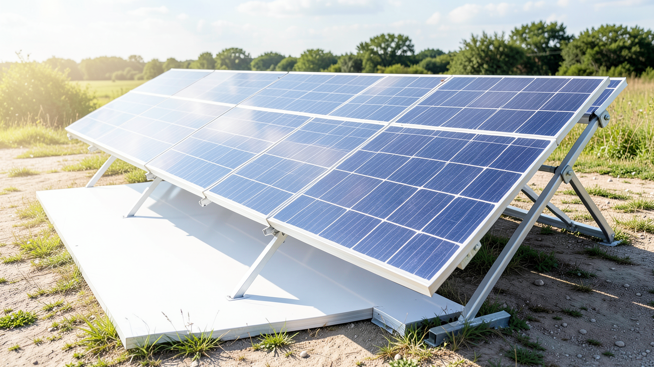 panneau photovoltaïque bifacial optimisant son rendement grâce à un sol réfléchissant à haute albédo et une structure d'installation adaptée