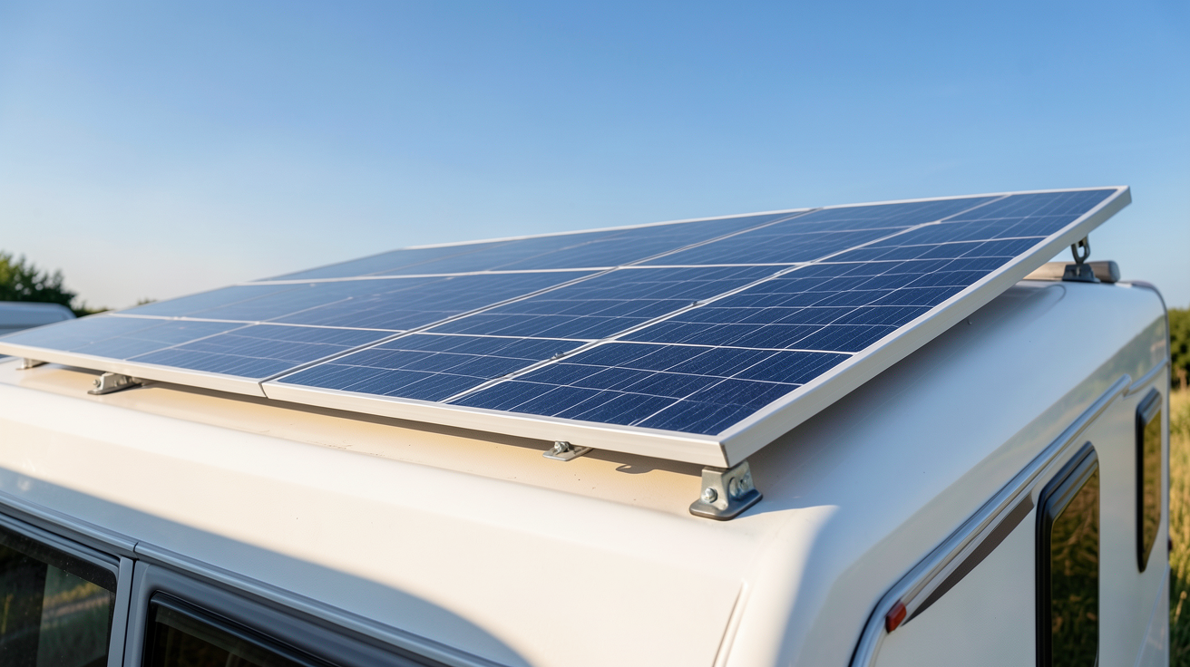 panneau photovoltaïque installé sur le toit d'un camping-car moderne