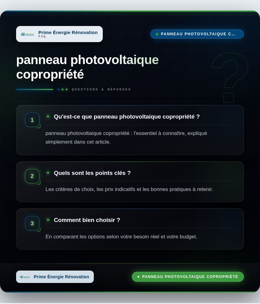 Infographie : panneau photovoltaique copropriété